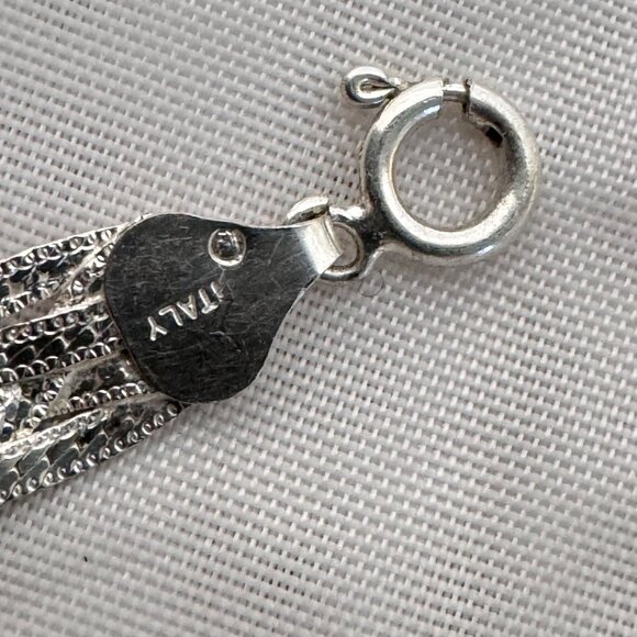 VTG Sterling Silver 925 Braided Herringbone Chain 17.5" Spring Ring Clasp - Picture 4 of 6